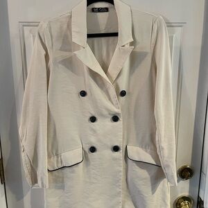 Zara Cream Bkazer with Black Buttons